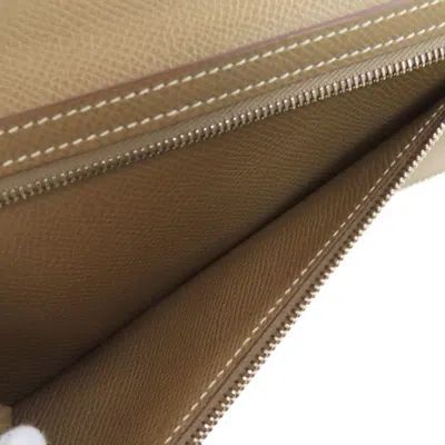 Pre-owned Hermes Etoupe Gray Epsom Leather Long Wallet (bi-fold) ()