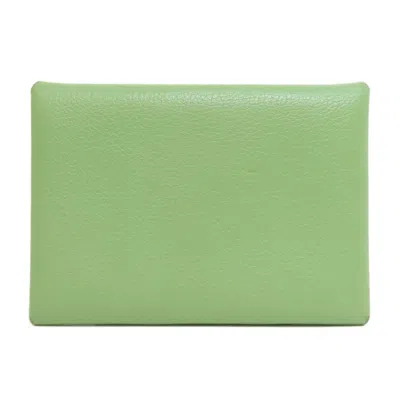 Pre-owned Hermes Green Leather Coin Purse/coin Case ()