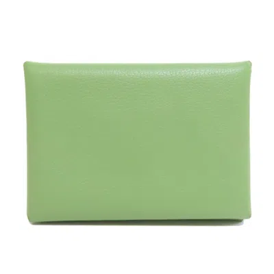 Pre-owned Hermes Green Leather Coin Purse/coin Case ()