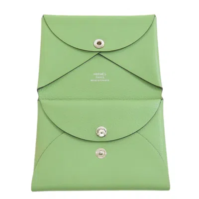 Pre-owned Hermes Green Leather Coin Purse/coin Case ()