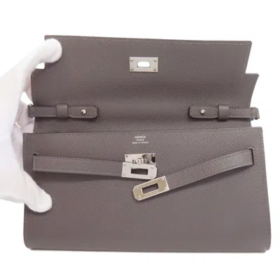 Pre-owned Hermes Gray Epsom Leather Chain/shoulder Wallet ()