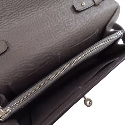 Pre-owned Hermes Gray Epsom Leather Chain/shoulder Wallet ()