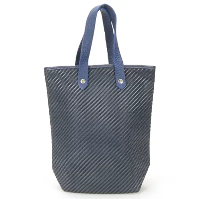 Pre-owned Hermes Navy Leather Polyester Tote Bag ()