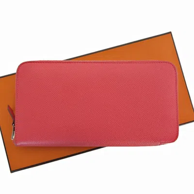 Pre-owned Hermes Pink Red Leather Coin Purse/coin Case ()