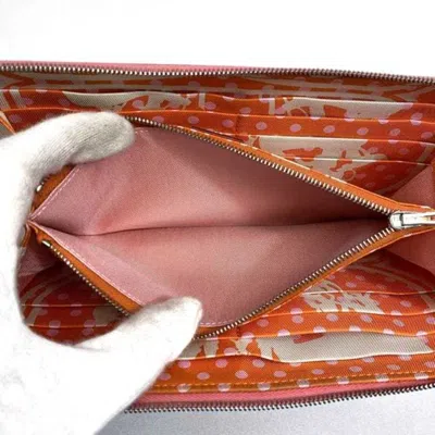 Pre-owned Hermes Pink Rose Azalee Leather Epsom Leather Silk Coin Purse/coin Case ()