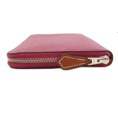 Pre-owned Hermes Red Color Epsom Leather Long Wallet (bi-fold) ()