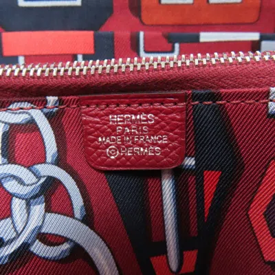 Pre-owned Hermes Red Color Epsom Leather Long Wallet (bi-fold) ()
