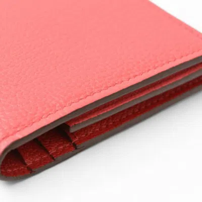 Pre-owned Hermes Rouge Garance Chevre Leather Wallet (tri-fold) ()