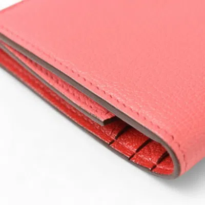 Pre-owned Hermes Rouge Garance Chevre Leather Wallet (tri-fold) ()