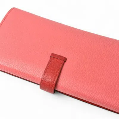 Pre-owned Hermes Rouge Garance Chevre Leather Wallet (tri-fold) ()