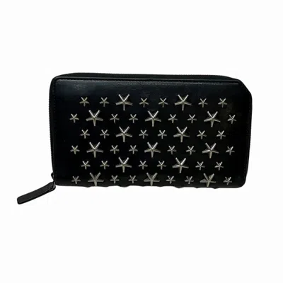 Pre-owned Jimmy Choo Black Leather Long Wallet (bi-fold) ()