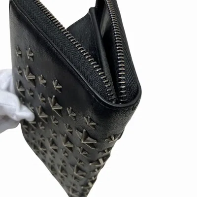 Pre-owned Jimmy Choo Black Leather Long Wallet (bi-fold) ()