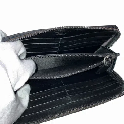 Pre-owned Jimmy Choo Black Leather Long Wallet (bi-fold) ()