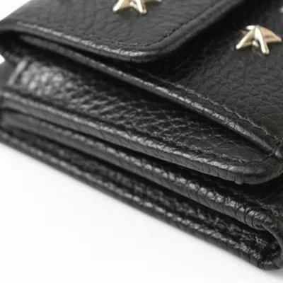 Pre-owned Jimmy Choo Black Leather Wallet (tri-fold) ()
