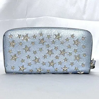 Pre-owned Jimmy Choo Blue Metallic Leather Wallet (bi-fold) ()