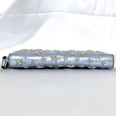 Pre-owned Jimmy Choo Blue Metallic Leather Wallet (bi-fold) ()