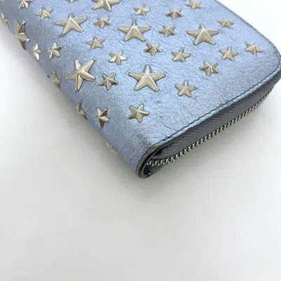 Pre-owned Jimmy Choo Blue Metallic Leather Wallet (bi-fold) ()