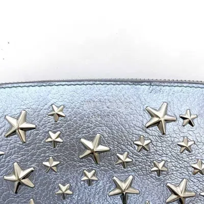 Pre-owned Jimmy Choo Blue Metallic Leather Wallet (bi-fold) ()