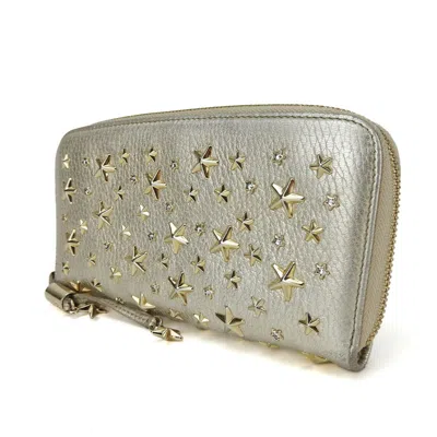 Pre-owned Jimmy Choo Champagne Gold Leather Long Wallet (bi-fold) ()