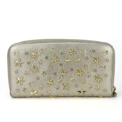 Pre-owned Jimmy Choo Champagne Gold Leather Long Wallet (bi-fold) ()