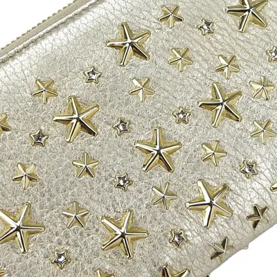 Pre-owned Jimmy Choo Champagne Gold Leather Long Wallet (bi-fold) ()