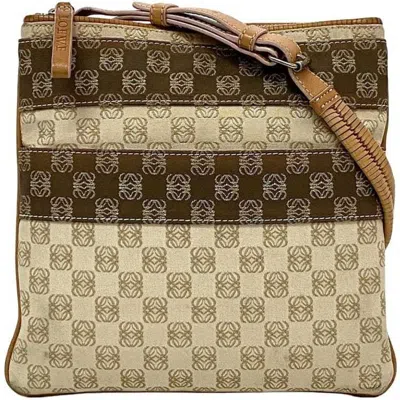 Pre-owned Loewe Beige Orange Canvas Leather Shoulder Bag ()