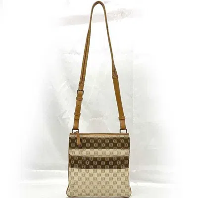 Pre-owned Loewe Beige Orange Canvas Leather Shoulder Bag ()