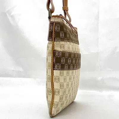 Pre-owned Loewe Beige Orange Canvas Leather Shoulder Bag ()
