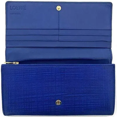 Pre-owned Loewe Blue Leather Long Wallet (bi-fold) ()