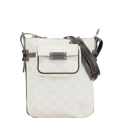 Pre-owned Loewe Brown White Pvc Leather Pouch Shoulder Bag ()