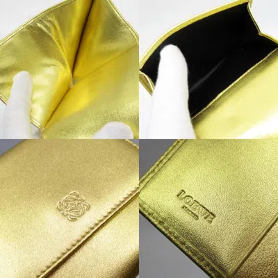 Pre-owned Loewe Gold Leather Wallet (tri-fold) ()