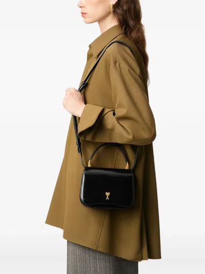 Ami Alexandre Mattiussi Black Handbag With Adc Patch On The Front And Adjustable And Removable Shoulder Strap In Leather Wom In Black