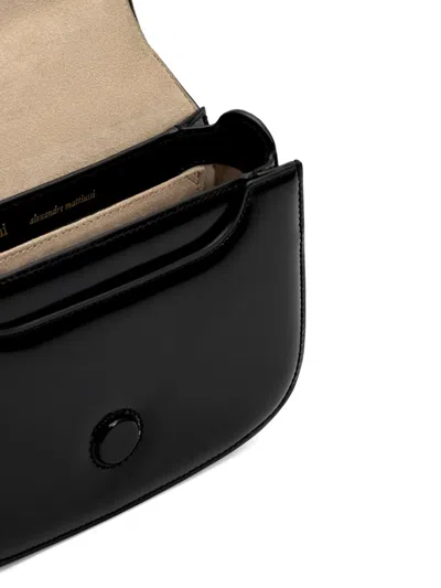 Ami Alexandre Mattiussi Black Handbag With Adc Patch On The Front And Adjustable And Removable Shoulder Strap In Leather Wom In Black