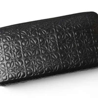 Pre-owned Loewe Repeat Black Suede Coin Purse/coin Case ()
