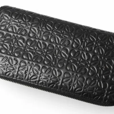 Pre-owned Loewe Repeat Black Suede Coin Purse/coin Case ()