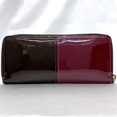 Pre-owned Louis Vuitton Amarante Bordeaux Brown Patent Leather Monogram Canvas Coin Purse/coin Case ( In Multi