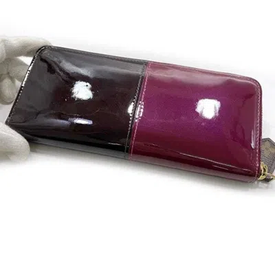 Pre-owned Louis Vuitton Amarante Bordeaux Brown Patent Leather Monogram Canvas Coin Purse/coin Case ( In Multi