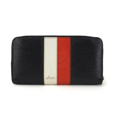 Pre-owned Louis Vuitton Black Red Color White Epi Leather Long Wallet (bi-fold) () In Multi