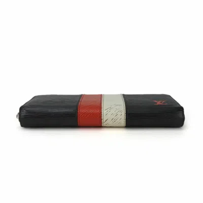 Pre-owned Louis Vuitton Black Red Color White Epi Leather Long Wallet (bi-fold) () In Multi