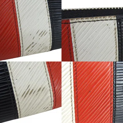 Pre-owned Louis Vuitton Black Red Color White Epi Leather Long Wallet (bi-fold) () In Multi