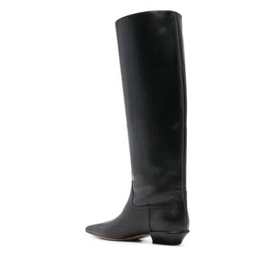 Paris Texas Leather Bettina Boots With Squared Toe In Black