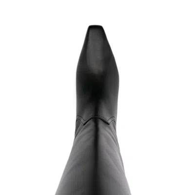 Paris Texas Leather Bettina Boots With Squared Toe In Black