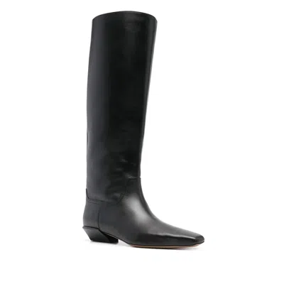 Paris Texas Leather Bettina Boots With Squared Toe In Black