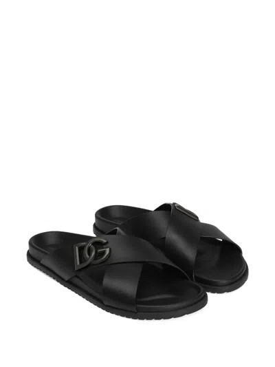 Dolce & Gabbana Calfskin Sandal In Black