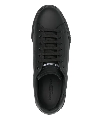 Dolce & Gabbana Portofino Light Black Sneakers With Logo Patch On The Tongue And Tonal Logo Lettering On The Heel In In Black