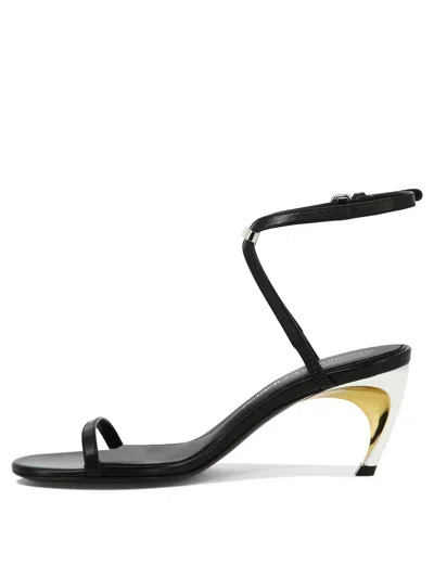 Alexander Mcqueen Armadillo Leather Metallic-heel Sandals In Black