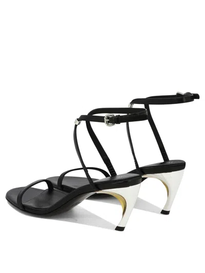 Alexander Mcqueen Armadillo Leather Metallic-heel Sandals In Black