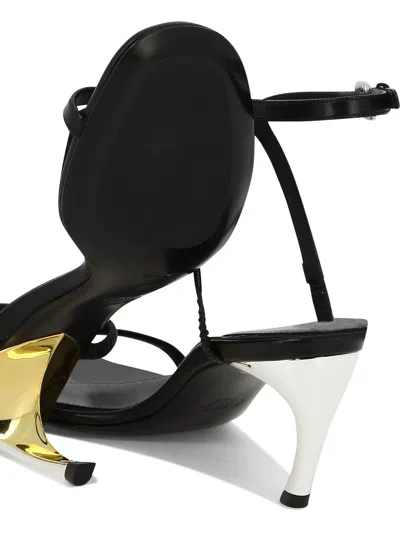 Alexander Mcqueen Armadillo Leather Metallic-heel Sandals In Black