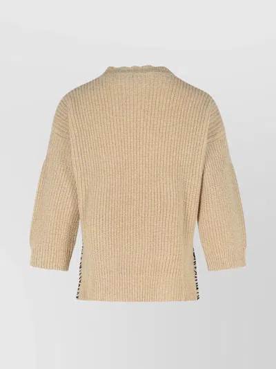 Marni Logo-embroidered Side-split Sweater In Brown