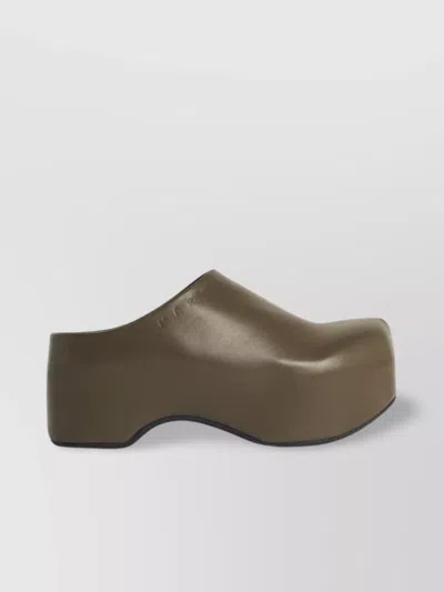 Marni Chunky Green Leather Deepsage Clog Sabots In Green